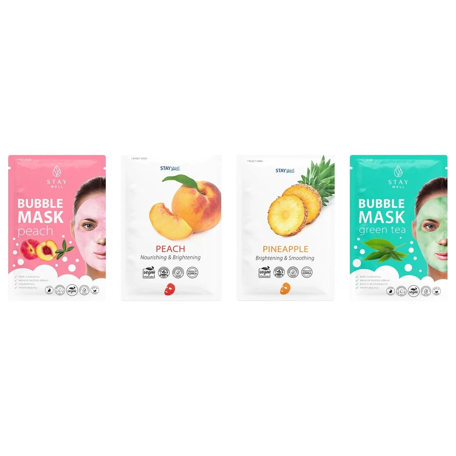 Stay Well Peach Sheet Mask Trio