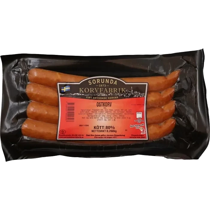 Ostkorv Smal 80% Kötthalt 260g Sorunda Korvfabrik