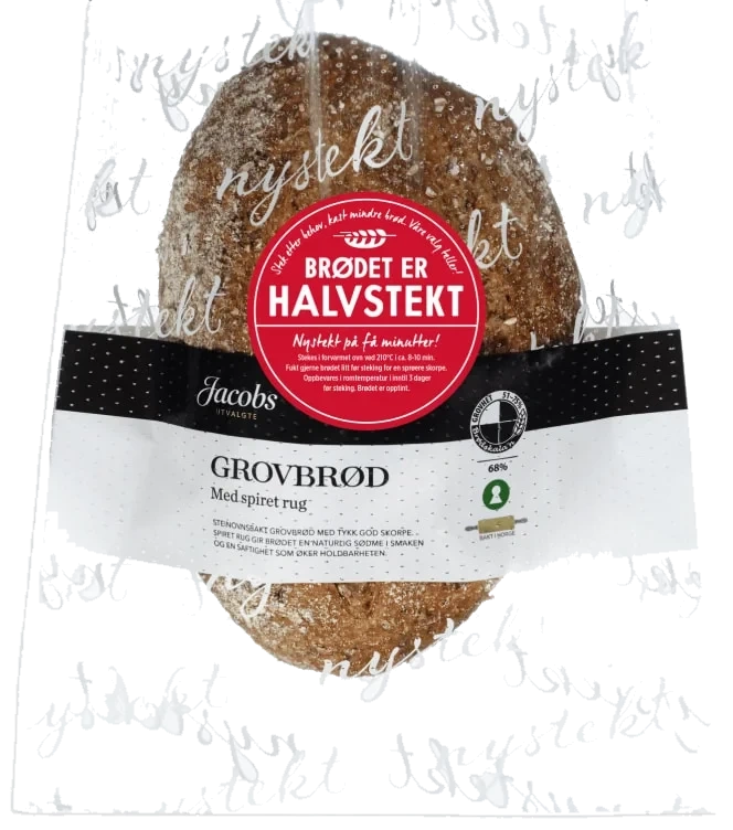 Grovbrød m/Rug Halvstekt Ca720g Jacobs Utvalgte