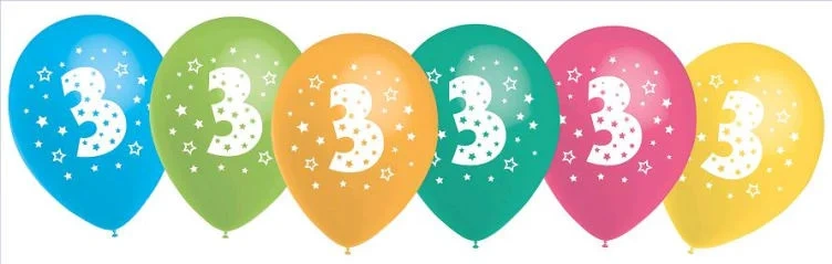 Ballonger m/Tall 3 6stk