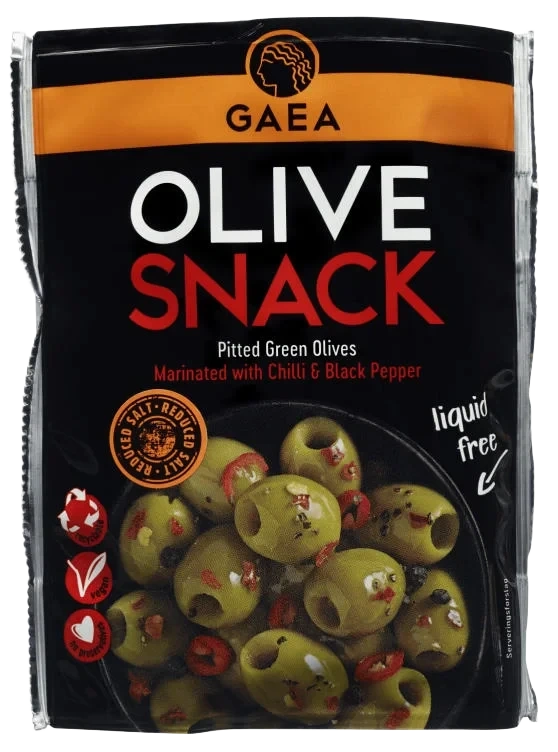 Oliven Snack Pack m/Chilli&Pepper 65g Gaea