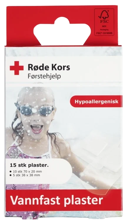 Vannfast Plaster 15stk Røde Kors Førstehjelp