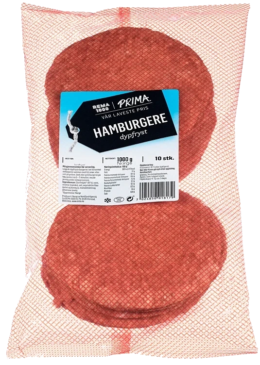 Prima hamburger rå  1kg