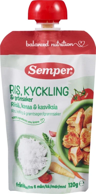 Ris, Kylling & Grønnsaker 6m 120g
