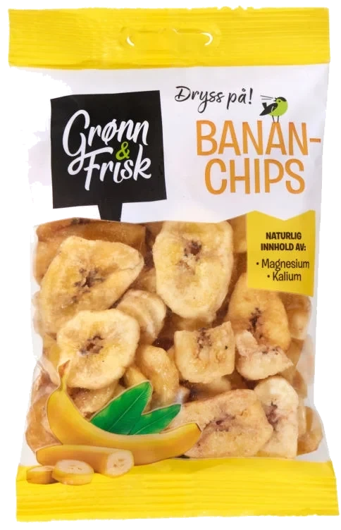 Bananchips Tørket 90g Grønn&Frisk