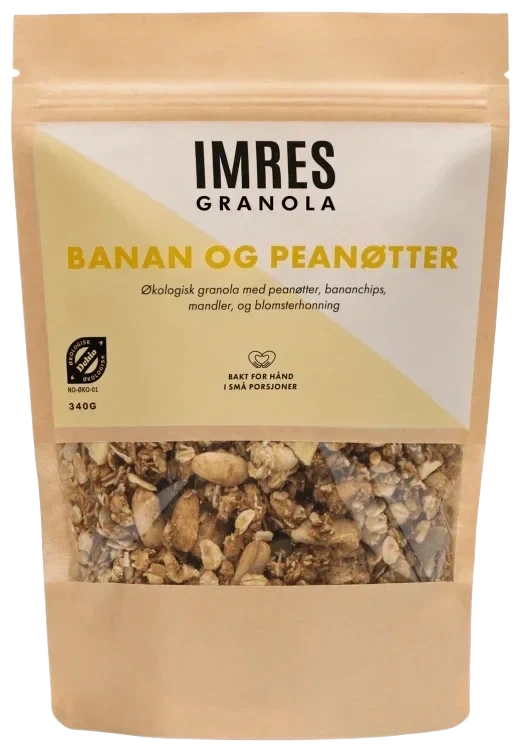Banan og Peanøtter 340g Imres Granola