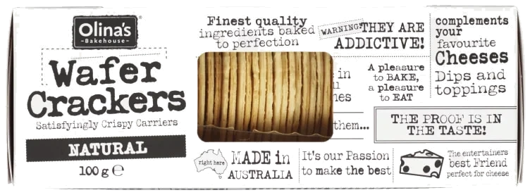 Wafer Crackers Natural 100g Olina's
