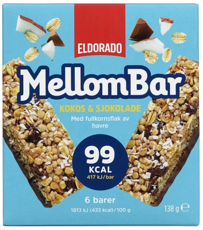 Mellombar Kokos & Sjokolade 138g Eldorado Eske 10stk