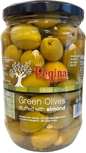 Regina Grønne Oliven med Mandel 400g