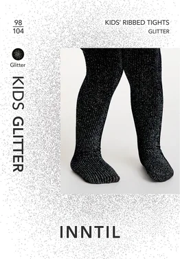 Kids' Tights, 60 den, Black/silver Glitter Rib, 98-104