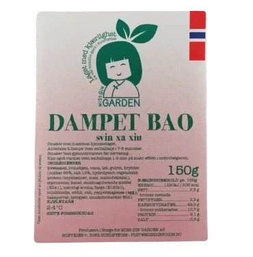 Gården Norskprodusert Dampet Bao Bolle Fylt med Svin Xa Xiu Kjølevare