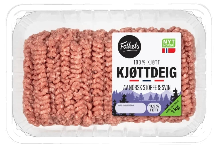 Kjøttdeig Storfe&Svin 1kg Folkets