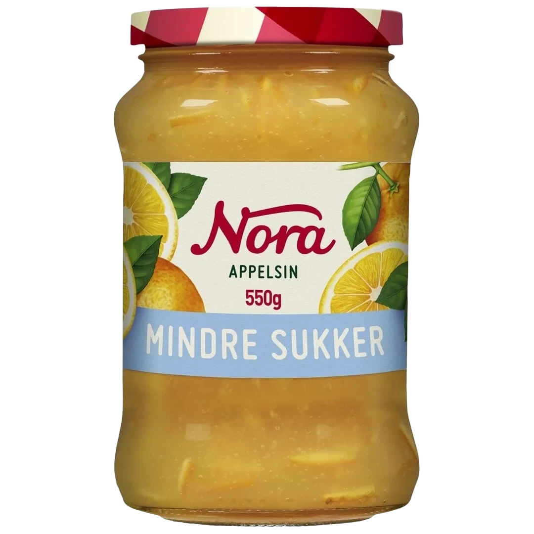 Nora Appelsin Mindre Sukker 550g