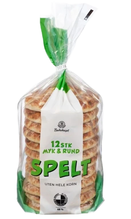 Myk&Rund Spelt 12stk 450g Bakehuset