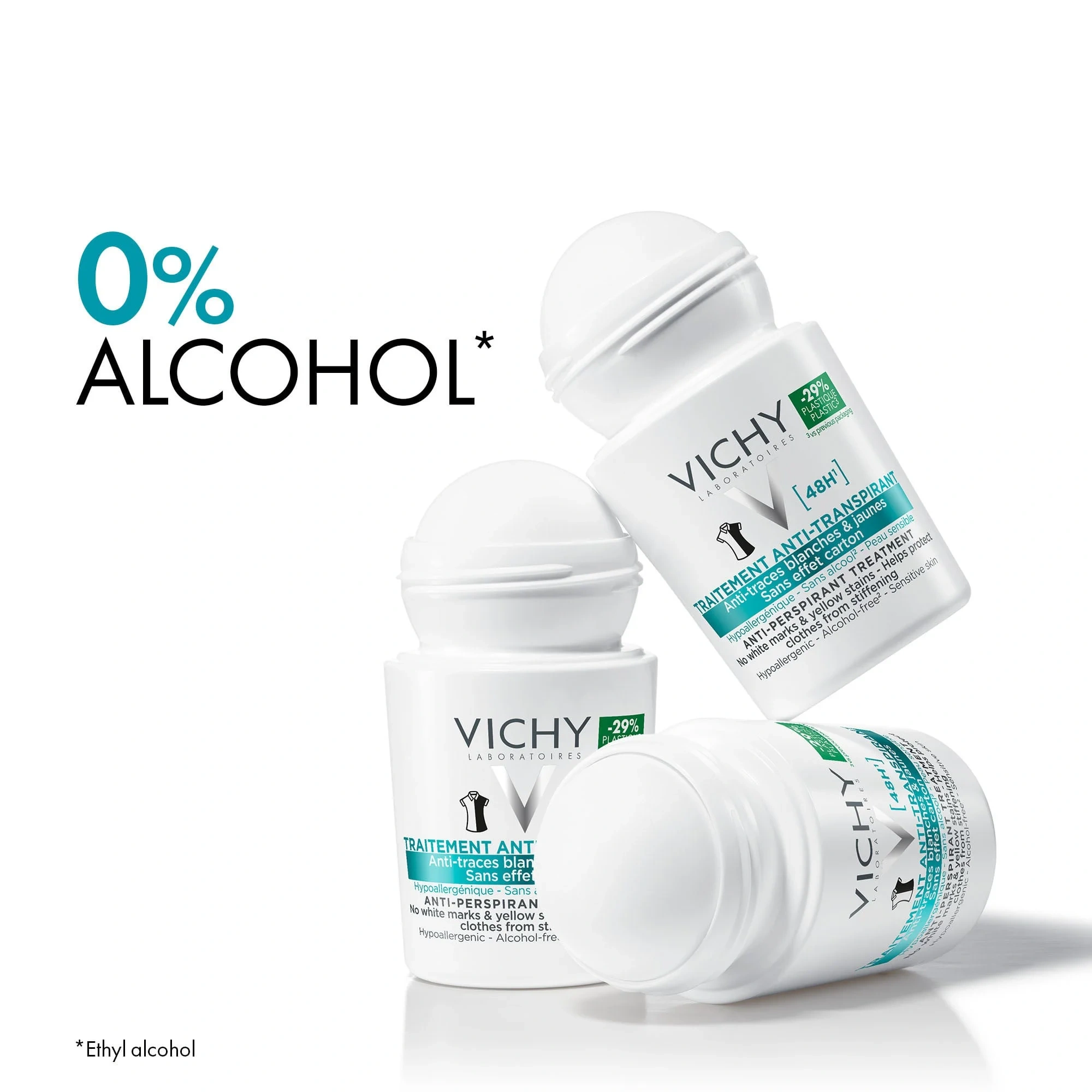 Vichy Anti-Stain Antiperspirant Deodorant Roll-On 48H, 50 ml