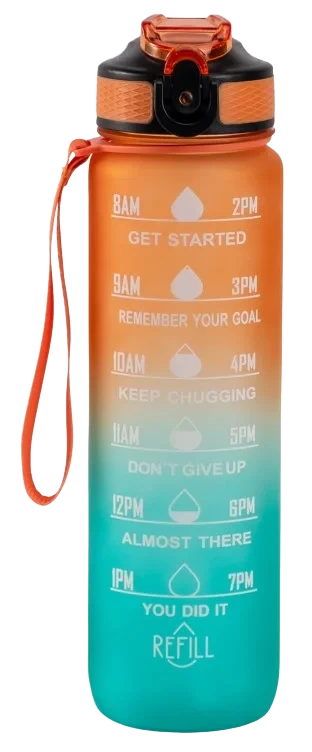 Drikkeflaske Orange & Turquois 1000ml Hollywood Motivational Bottle