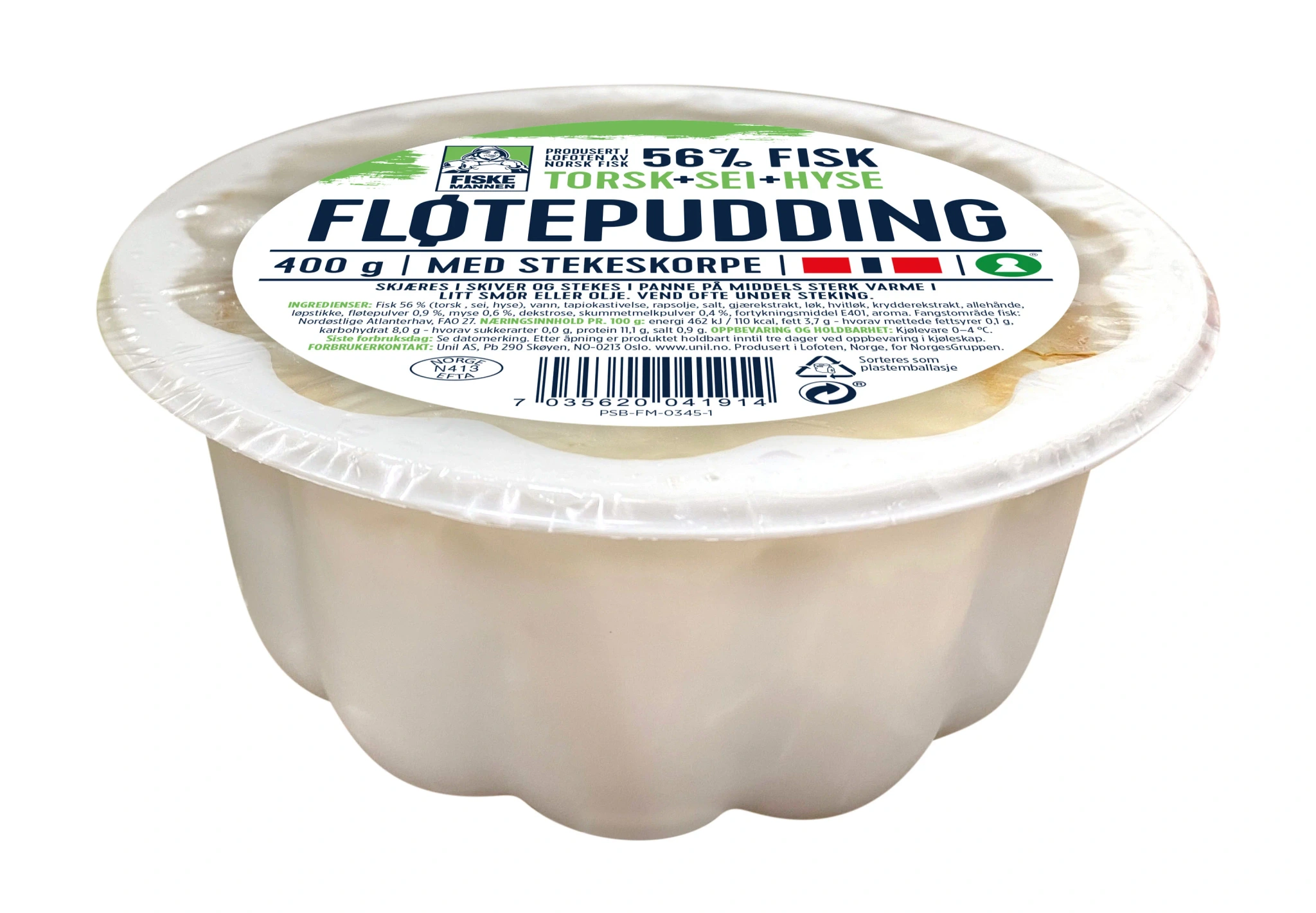Fløtepudding Rund Formstekt 400g Fiskemannen