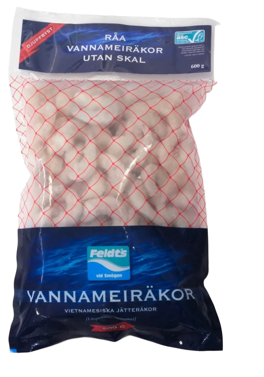 Vannameiräkor råa utan skal