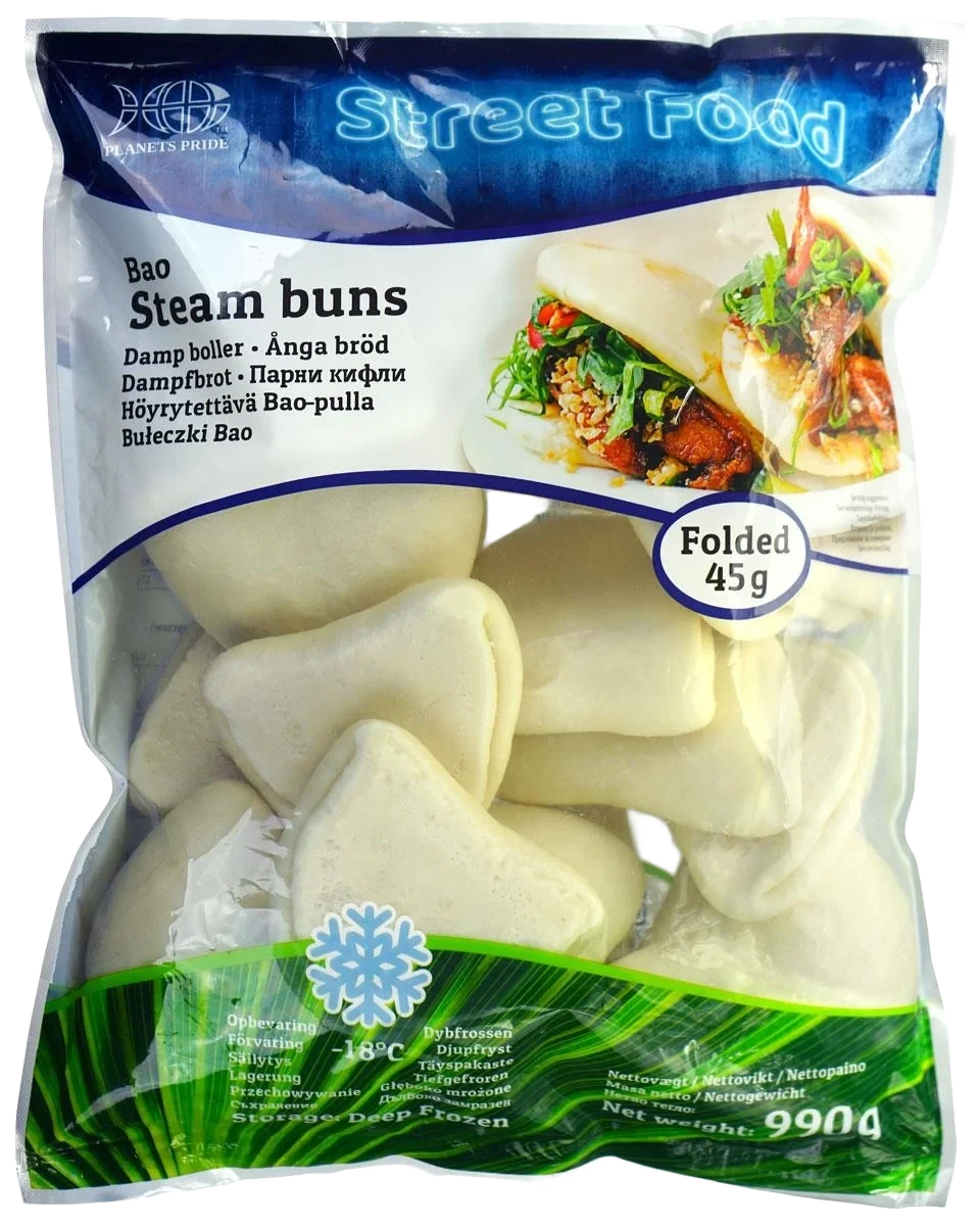 Hvide Bao Buns, Foldede, 45g/stk