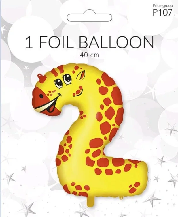 Folieballong Dyr Siffer 2 40cm
