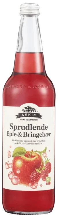 Eple og Bringebær Sprudlende 0,7l Afb