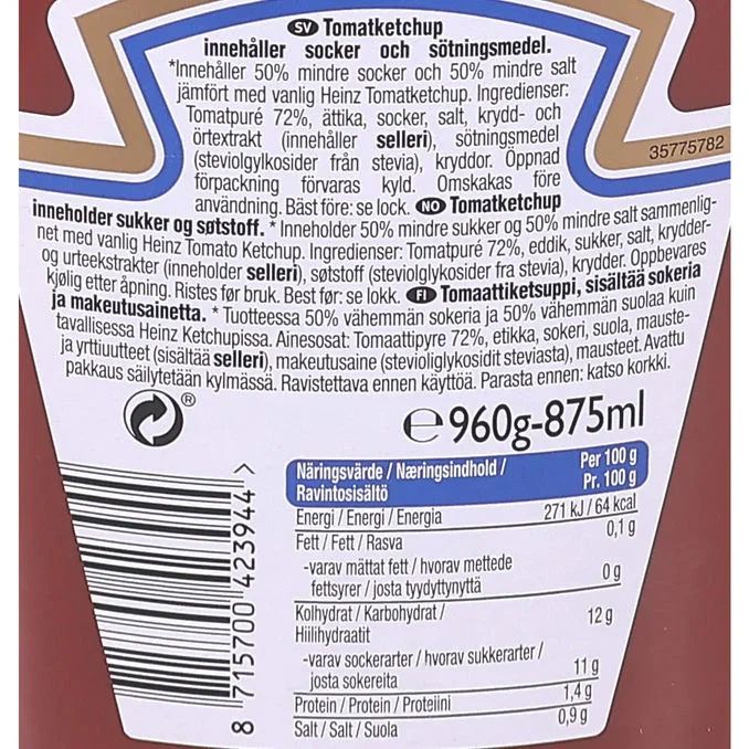 Ketchup 50% Mindre Socker & Salt
