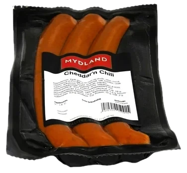 Cheddar og Chilipølse 3pk 310g Mydland