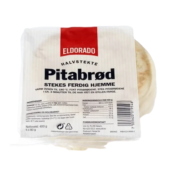 Pitabrød Halvstekte 400g Eldorado