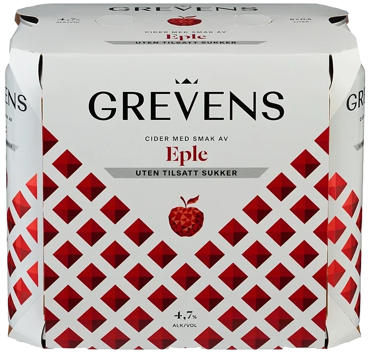 Grevens Cider Eple u/Sukker 0,5lx6 boks