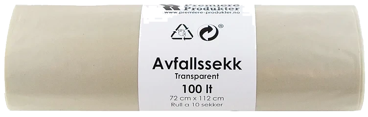 Plastsekk Transparent 72x112 100 Lt * Krt A 25 Rl