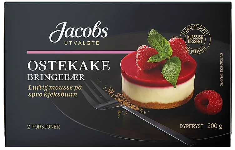 Ostekake Porsjon m/bringebær 200g Jacobs Utvalgte
