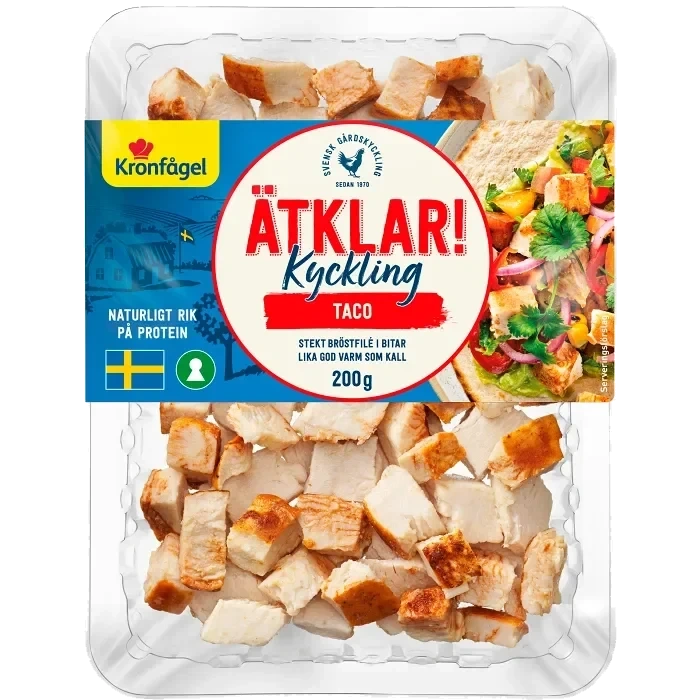 Kyckling Taco Stekt Bröstfilé i bitar 200g Kronfågel