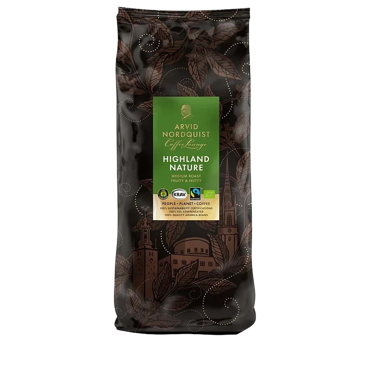 Kaffe highland nature hele bønner økol.&fairtrade 1kg
