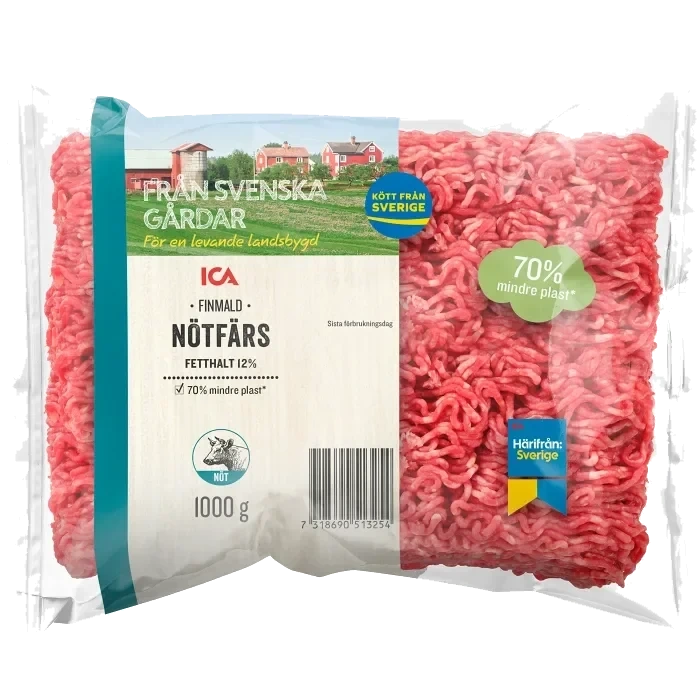 Nötfärs Färsk 12% 1kg ICA