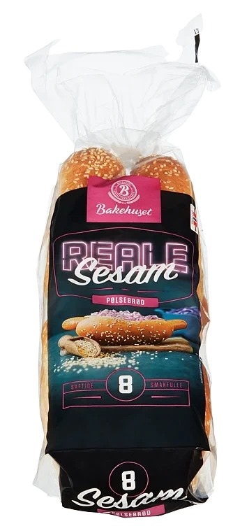 Pølsebrød Sesam 8stk 368g Reale