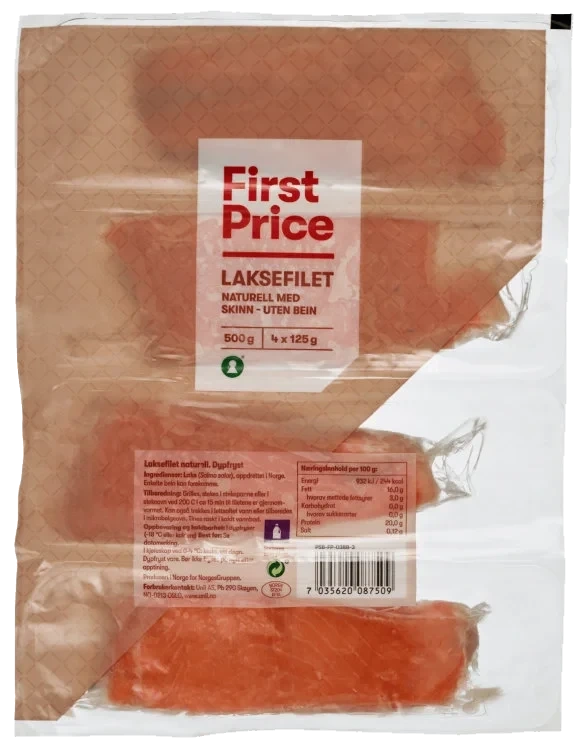Laksefilet Naturell 4x125g First Price