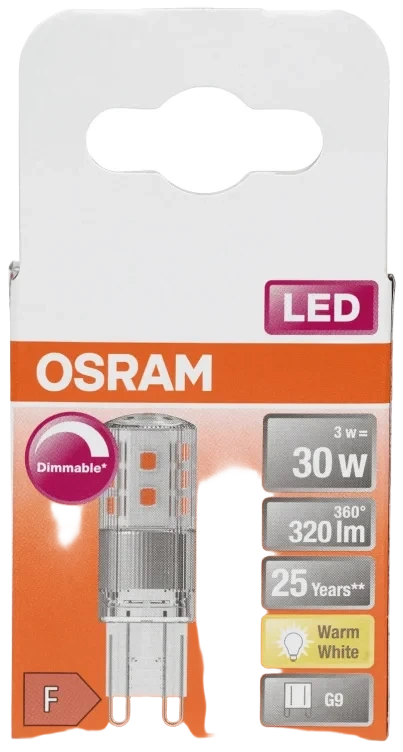 Lyspære Led Pin 30 Klar Dim G9 Osram