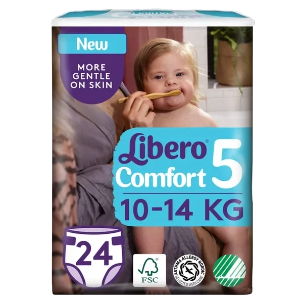 Libero Comfort 5 Åpen Bleie 9–14 Kg, 24 stk