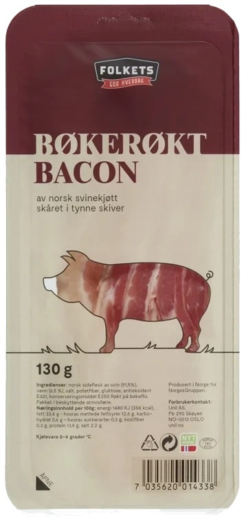 Bacon Bøkerøkt skivet 130g Folkets