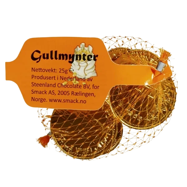 Gullmynter i Nett Melkesjokolade 25g Smack