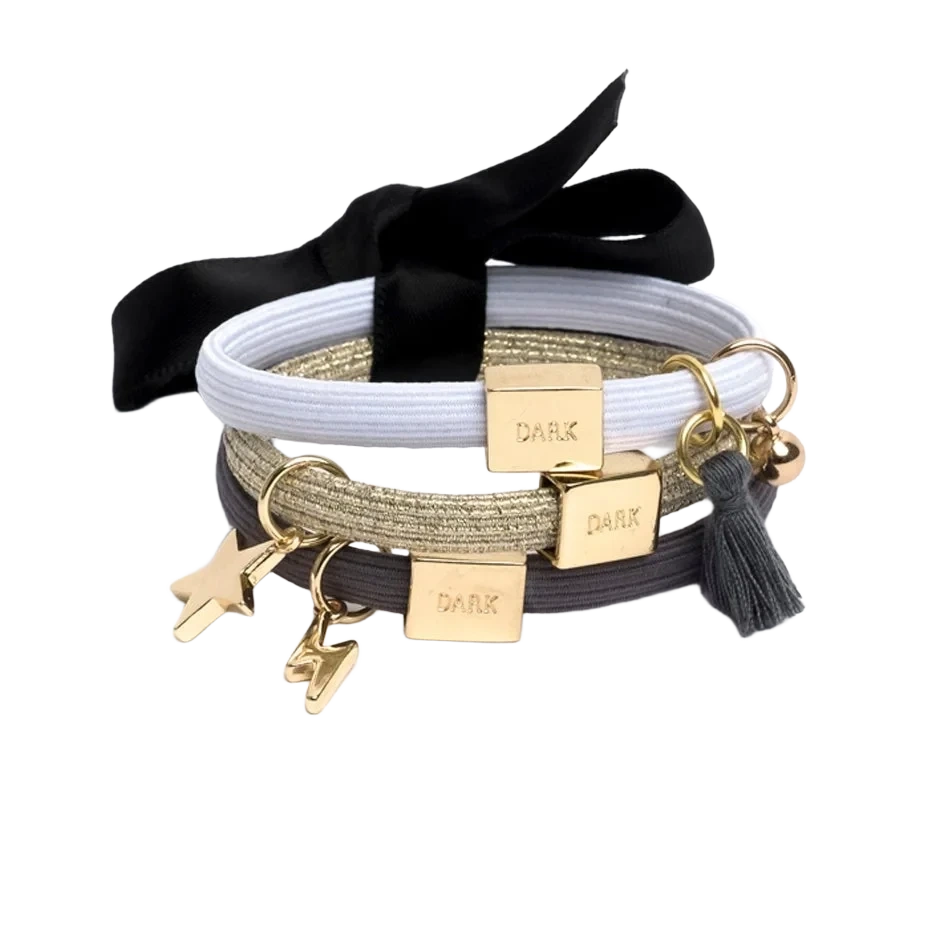 Dark Hair Ties 3 Pk Charm Combo