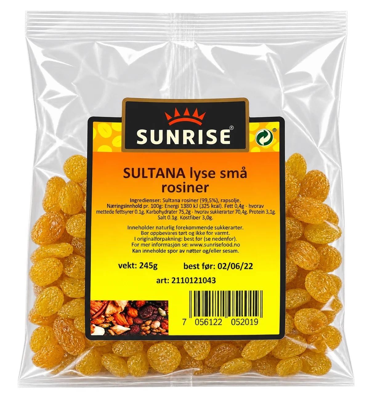 Sunrise Lyse Sultana Rosiner 220g