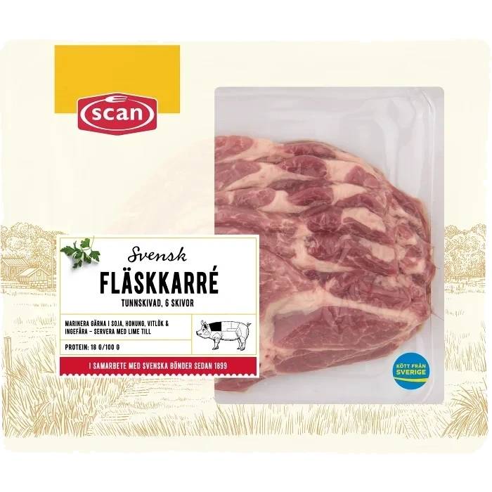 Fläskkarré Färsk Tunnskivad 500g Scan
