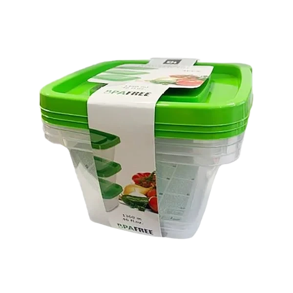 Plastbokser til oppbevaring, 3 x1360ml