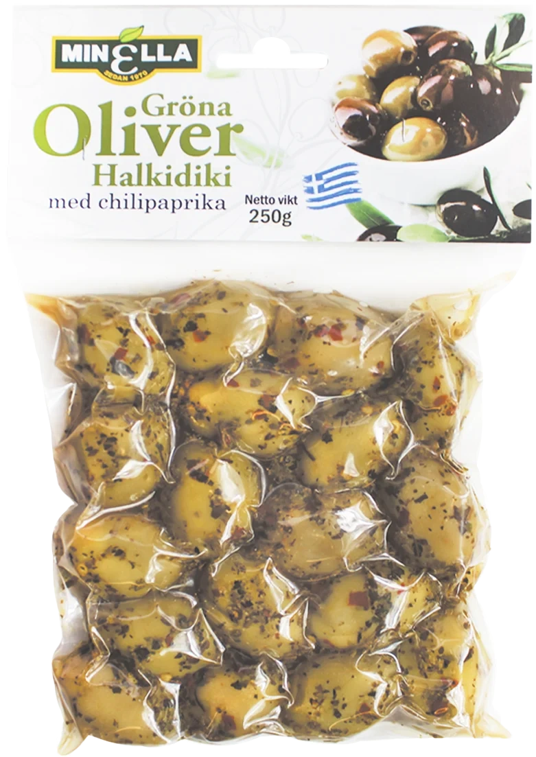 Oliv Gröna Halkidiki m Chilipaprika