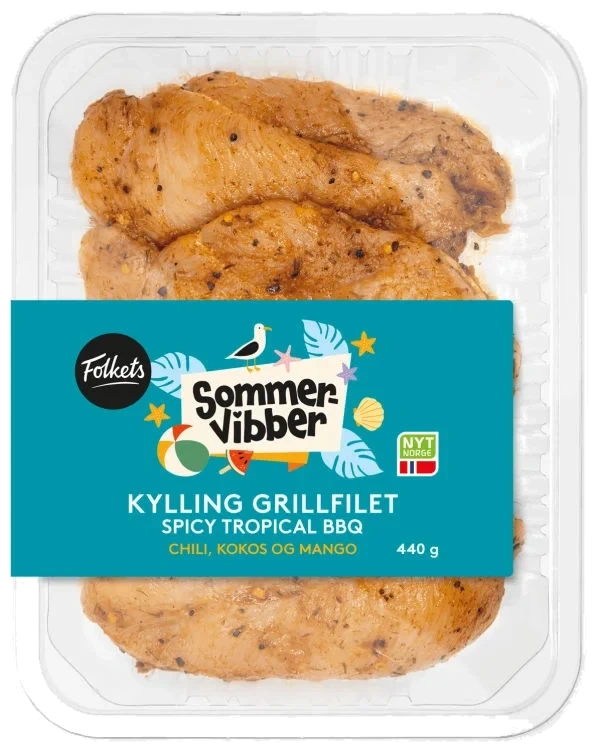Kylling Grillfilet Spicy Tropical 440g Folkets