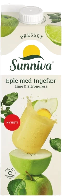 Sunniva presset sesongeple m/ingefær & limegress  1l