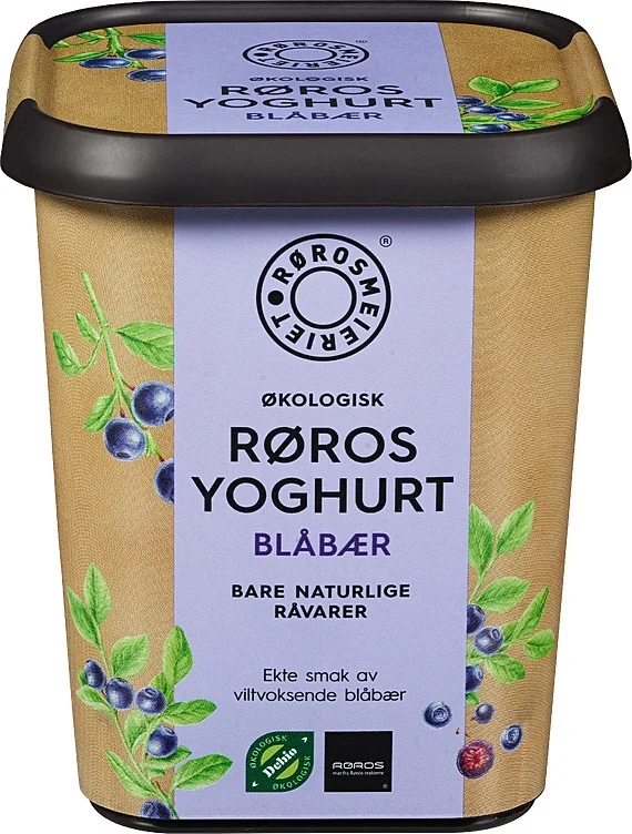 Røros yoghurt blåbær beger, økol. 500g