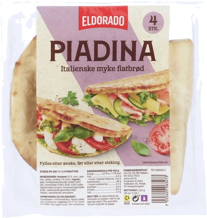 Piadina 4stk 220g Eldorado