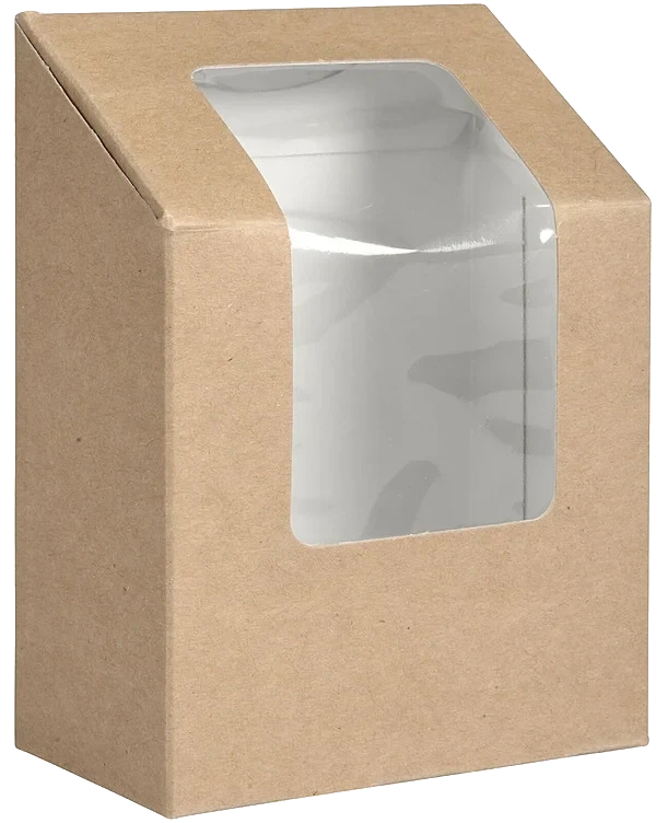 Tortillaboks 9x5x12cm brun papp m/vindu  500stk